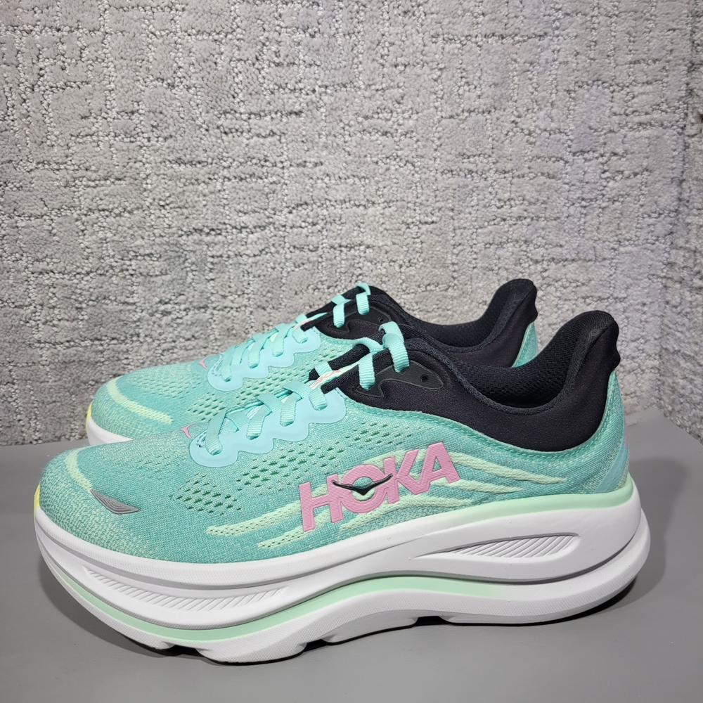 Hoka One One Bondi 9 Women's Size US 6.5B Blue Spark Mint Fluorite Sneakers